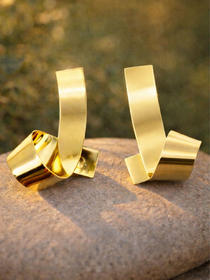 Gold Abstract Geometric Statement Earrings