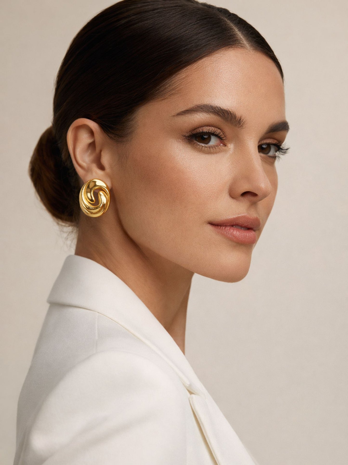 Gold Plated Swirl Western Statement Stud Earrings