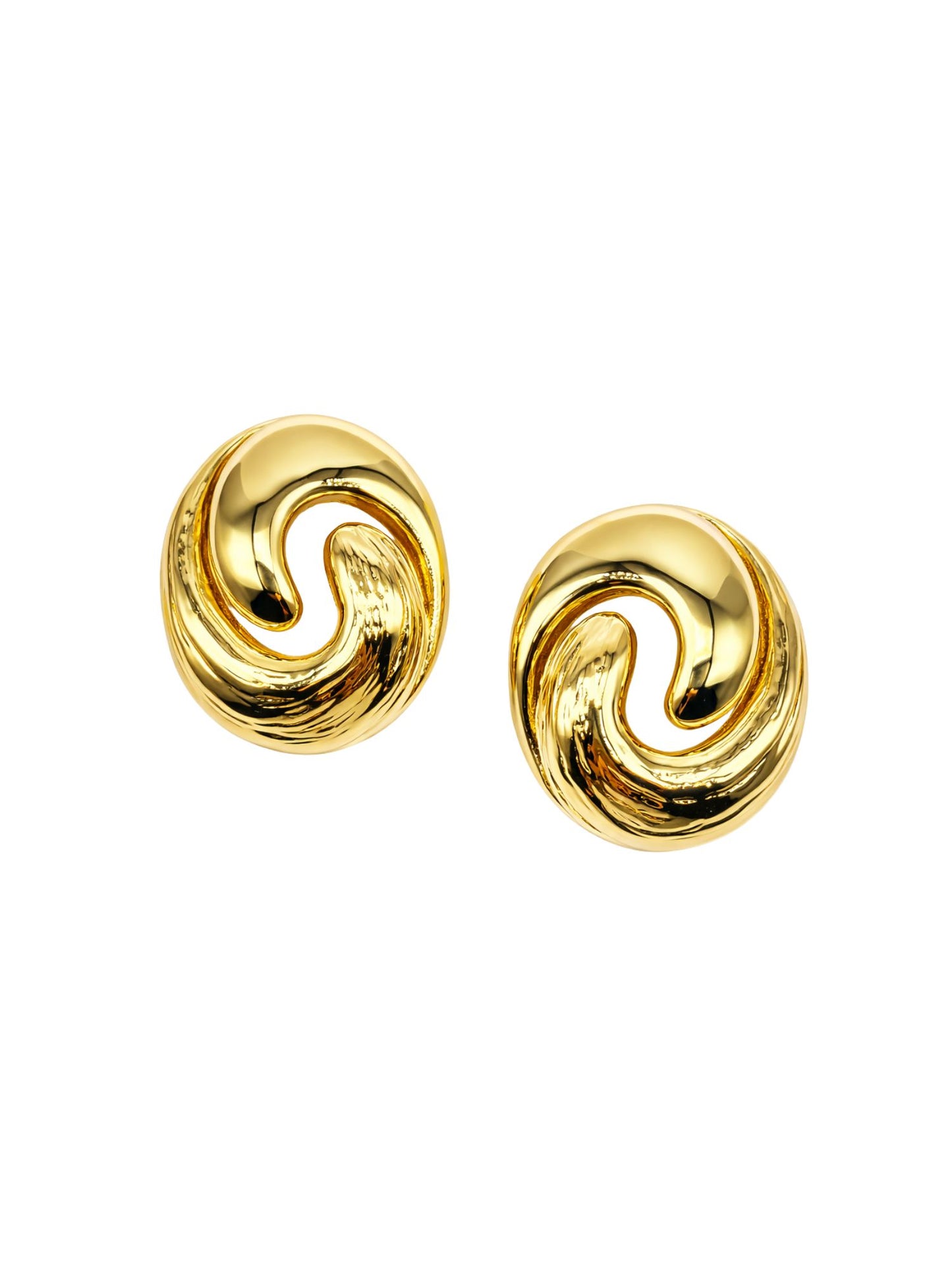 Gold Plated Swirl Western Statement Stud Earrings