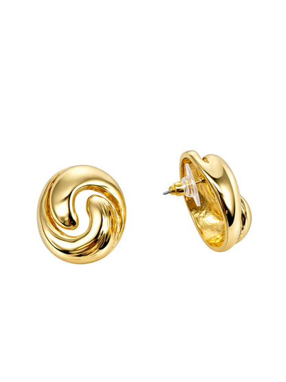 Gold Plated Swirl Western Statement Stud Earrings