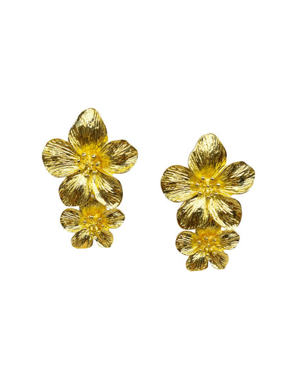 Gold Floral Western Statement Earrings for Women