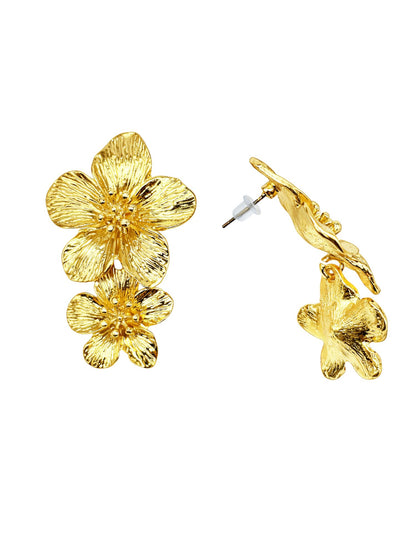 Gold Floral Western Statement Earrings for Women