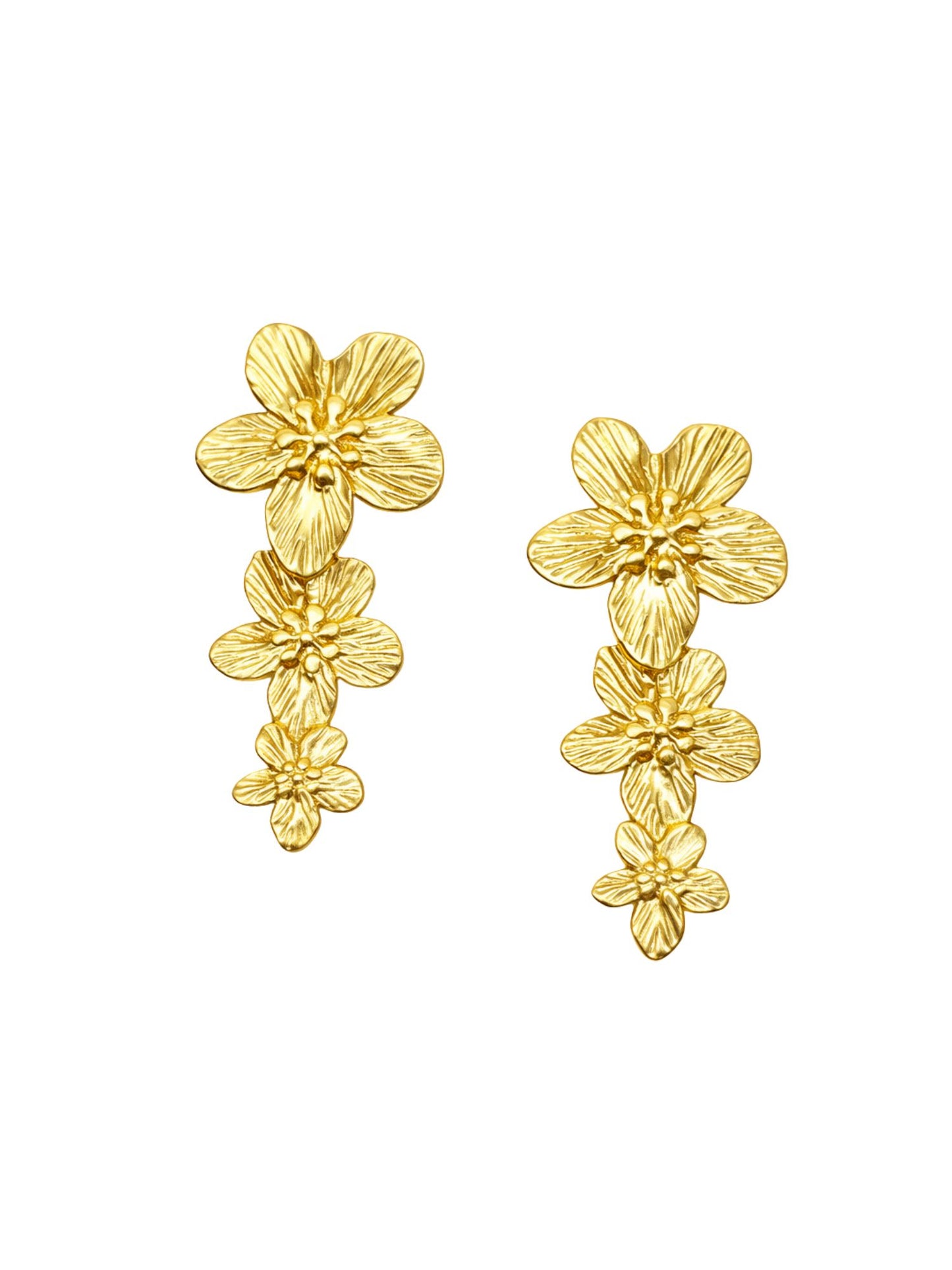 Gold Plated Floral Drop Earrings for Women Statement