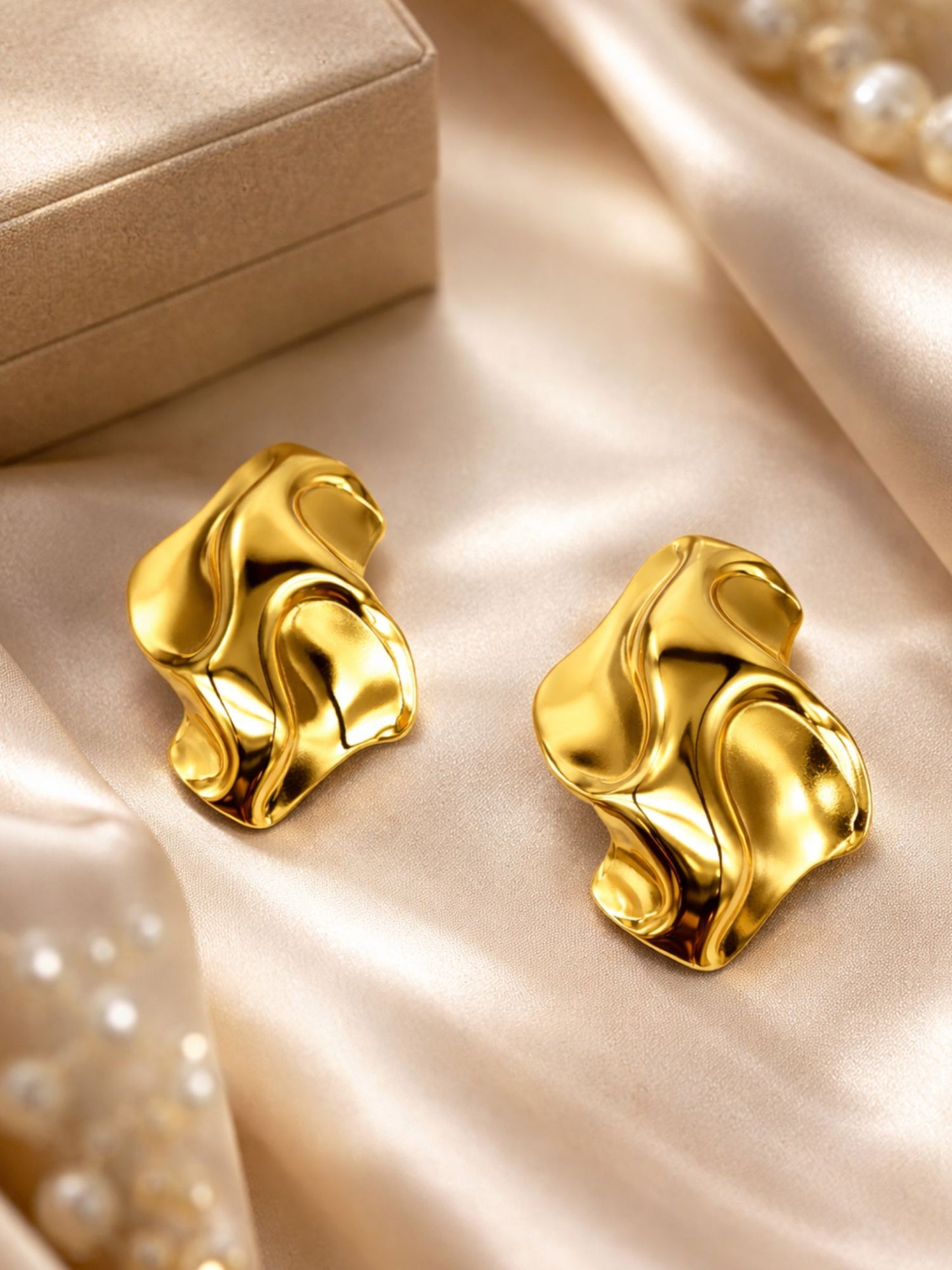 Gold Plated Abstract Chunky Western Statement Earrings