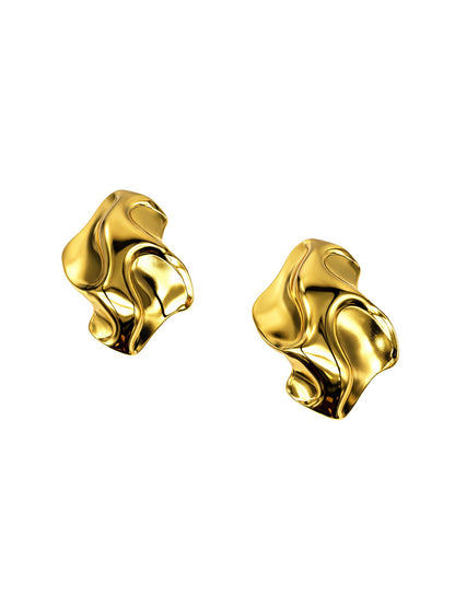 Gold Plated Abstract Chunky Western Statement Earrings