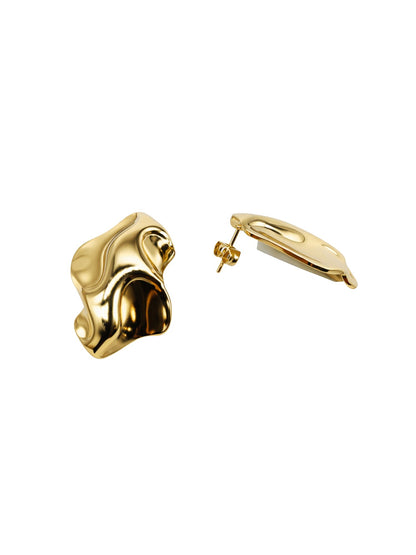 Gold Plated Abstract Chunky Western Statement Earrings
