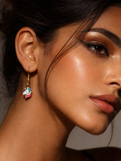Gold Plated Unicorn Mini Earrings for Women Girls