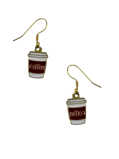 Gold Plated Coffee Cup Mini Earrings for Women & Girls