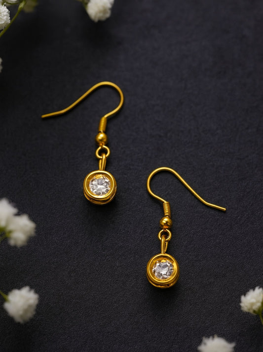 Gold Plated Diamond Drop Earrings Minimal Dangle