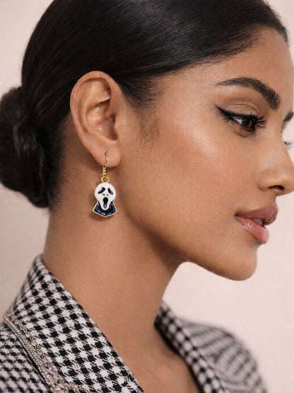 Ghost Face Gold Plated Earrings for Women
