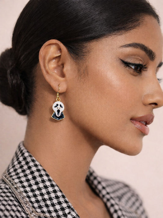 Ghost Face Gold Plated Earrings for Women