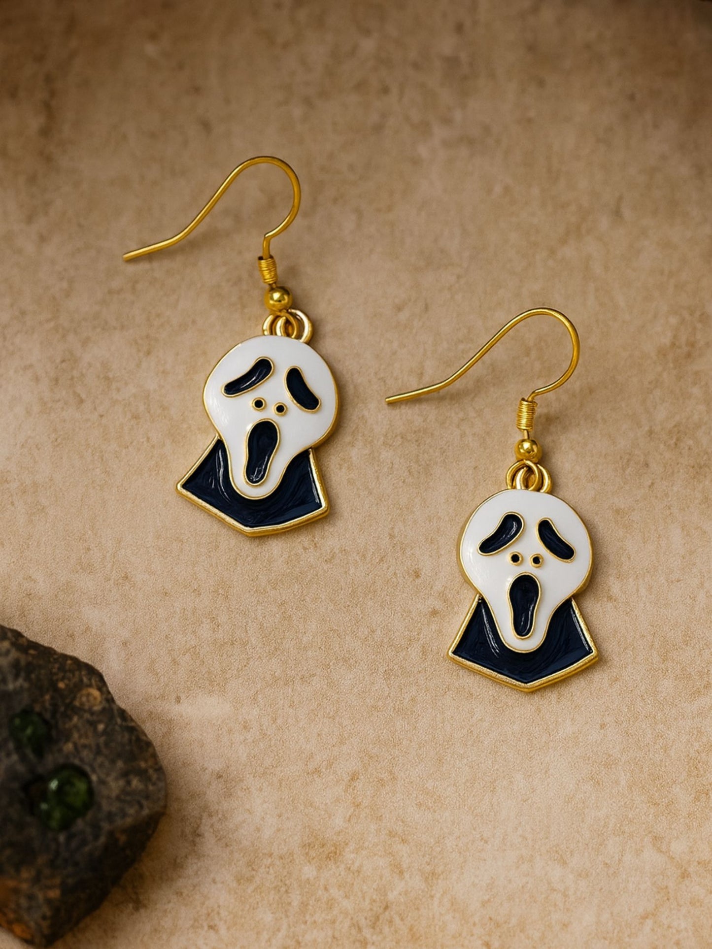 Ghost Face Gold Plated Earrings for Women