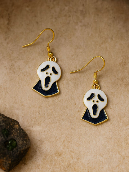Ghost Face Gold Plated Earrings for Women