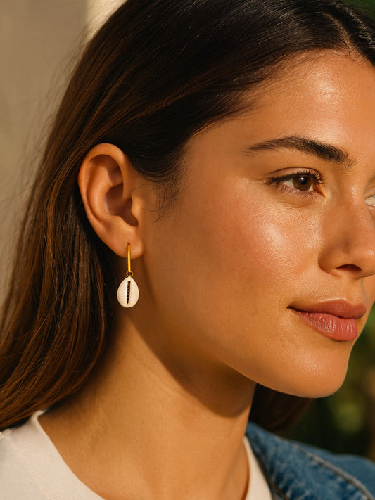 Gold Plated Shell Mini Earrings for Women