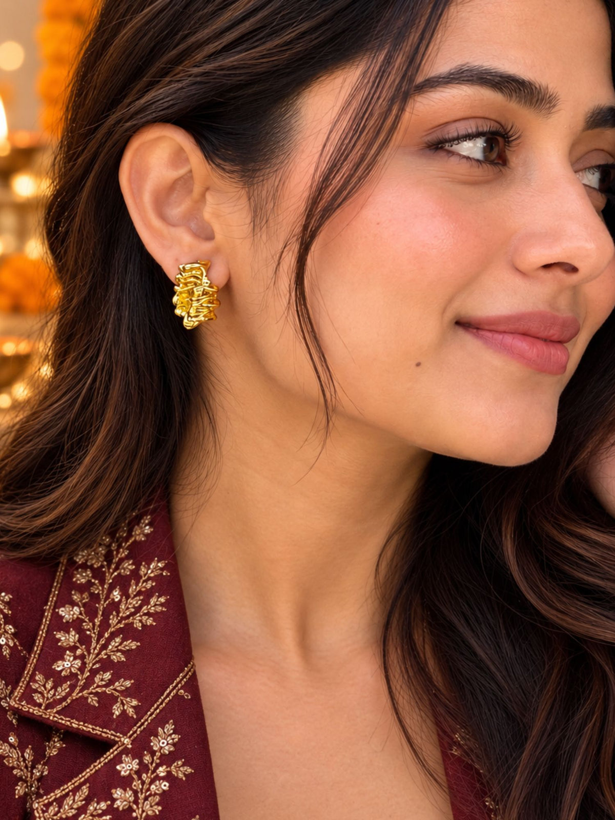 Gold-Tone Chunky Hoop Earrings for Women