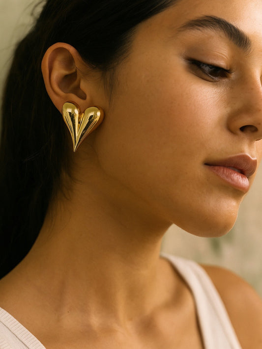 Gold Plated Heart Design Western Earrings