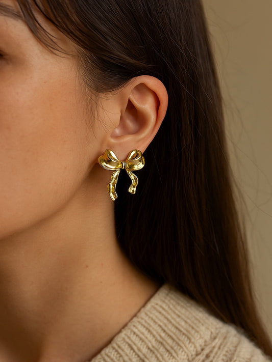 Gold Plated Bow Design Western Earrings