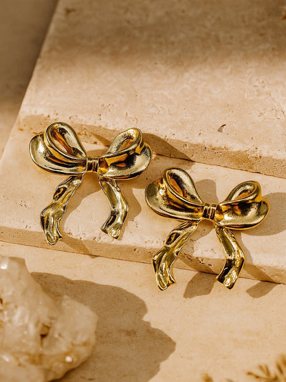 Gold Plated Bow Design Western Earrings