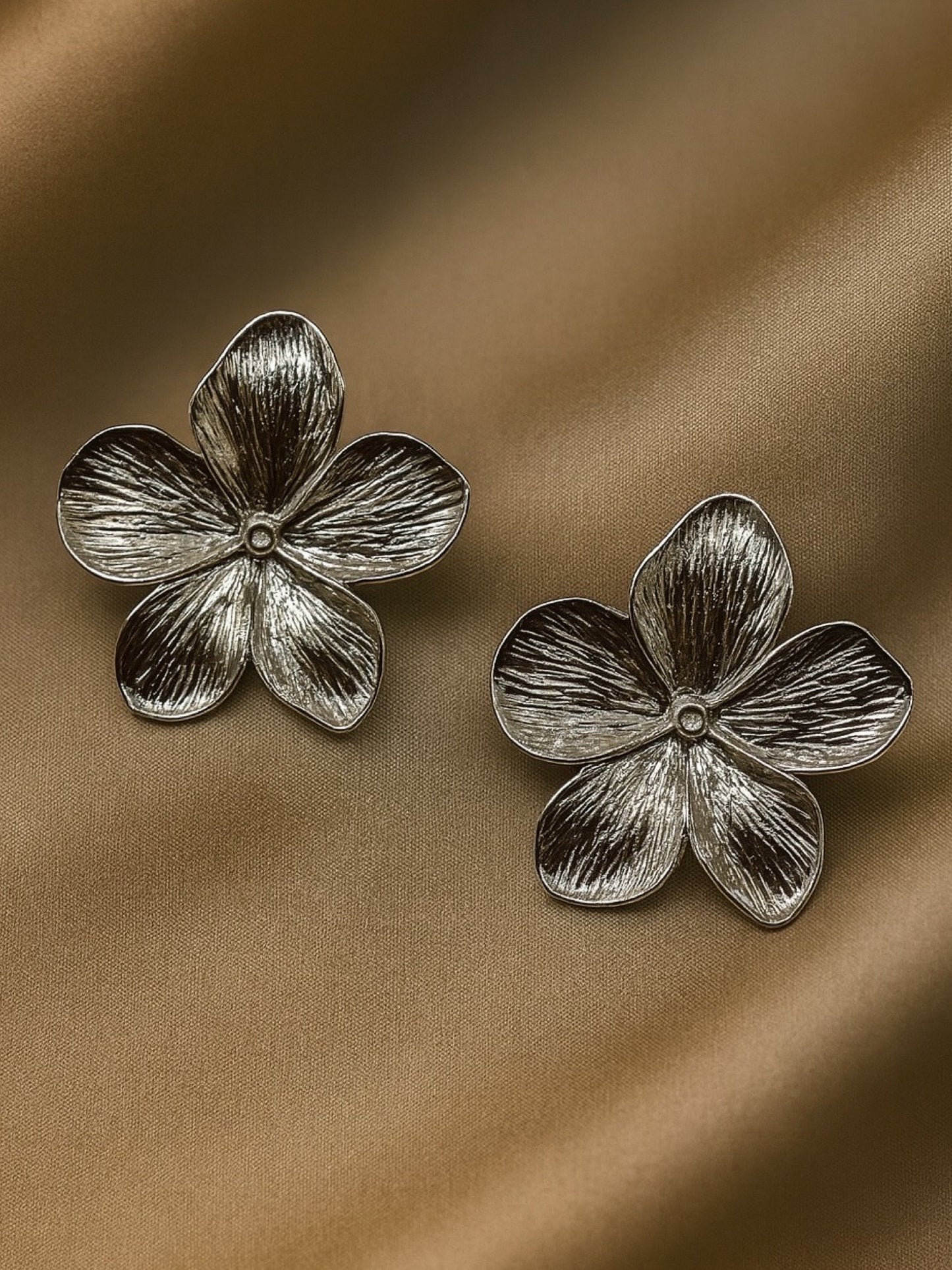 Silver Plated Flower Design Western Earrings