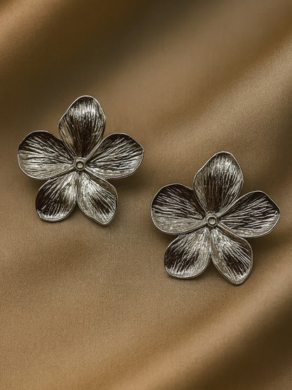Silver Plated Flower Design Western Earrings