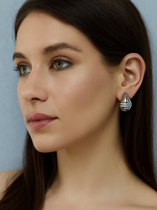 Silver Plated Teardrop Design Western Earrings