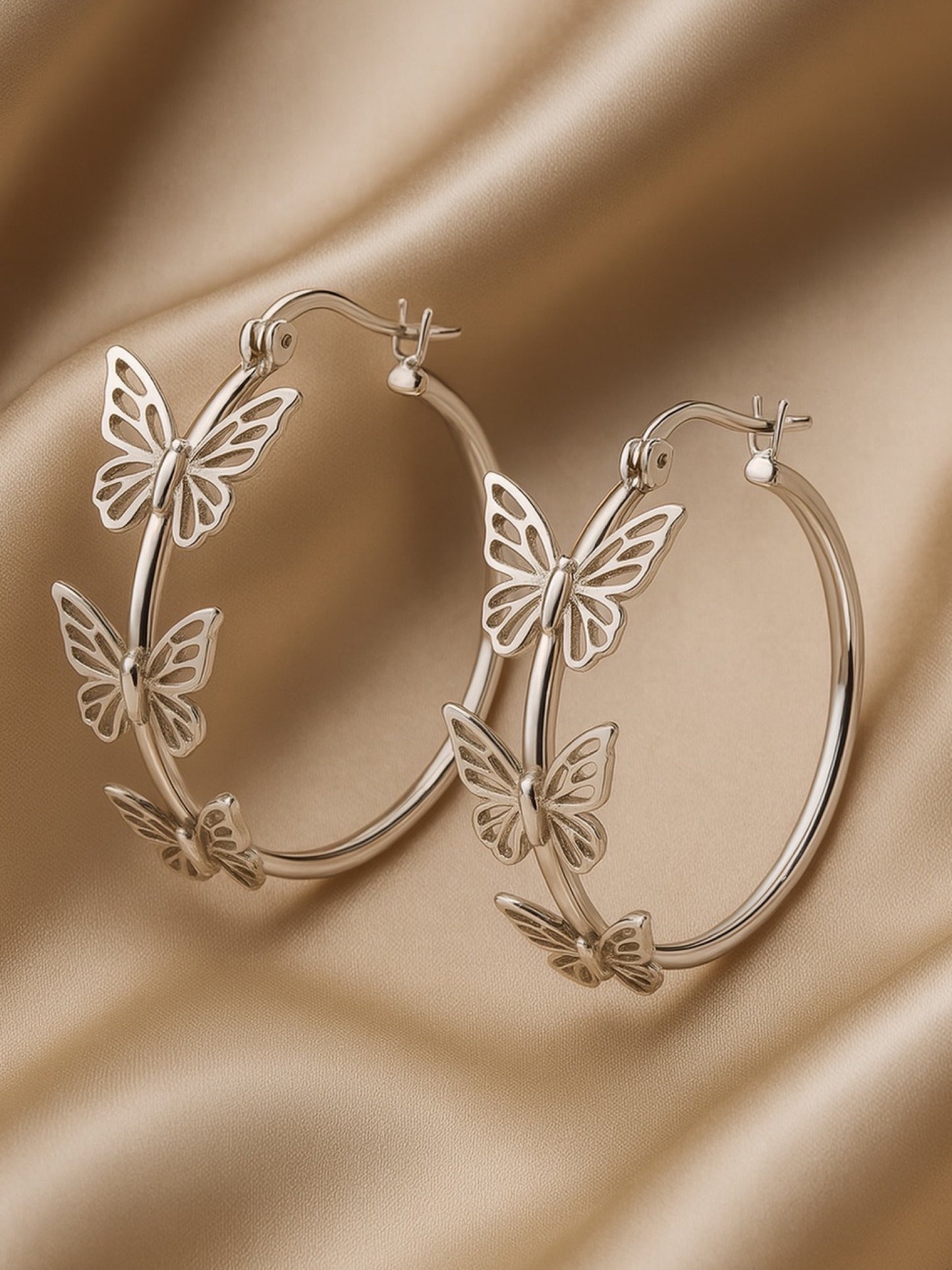 Butterfly Hoop Design Western Earrings