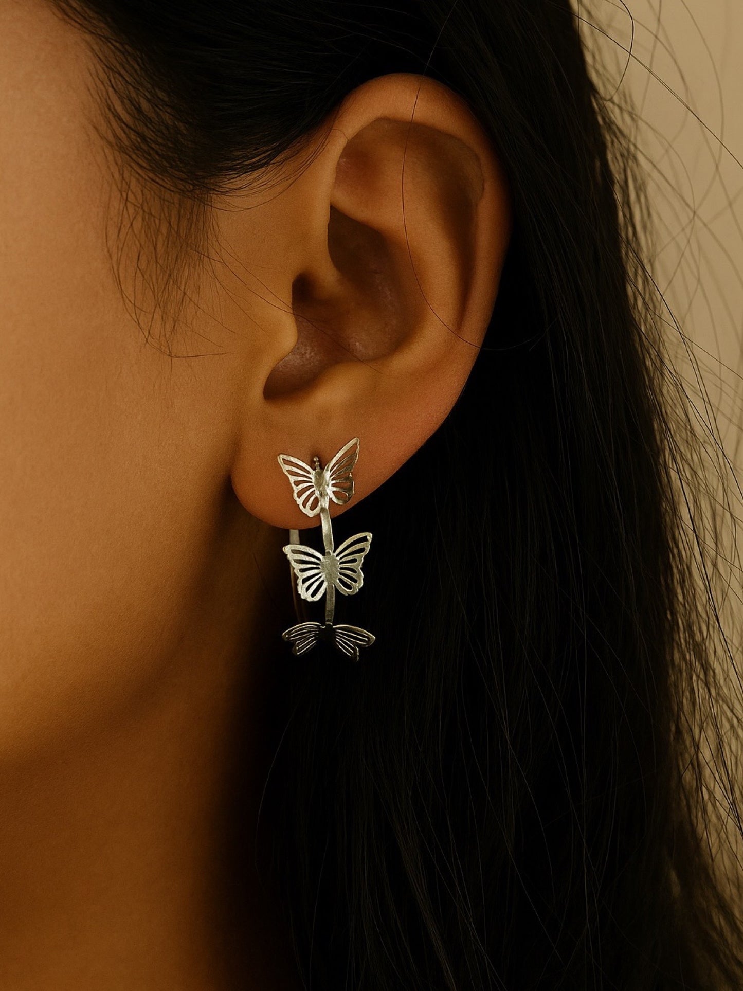Butterfly Hoop Design Western Earrings