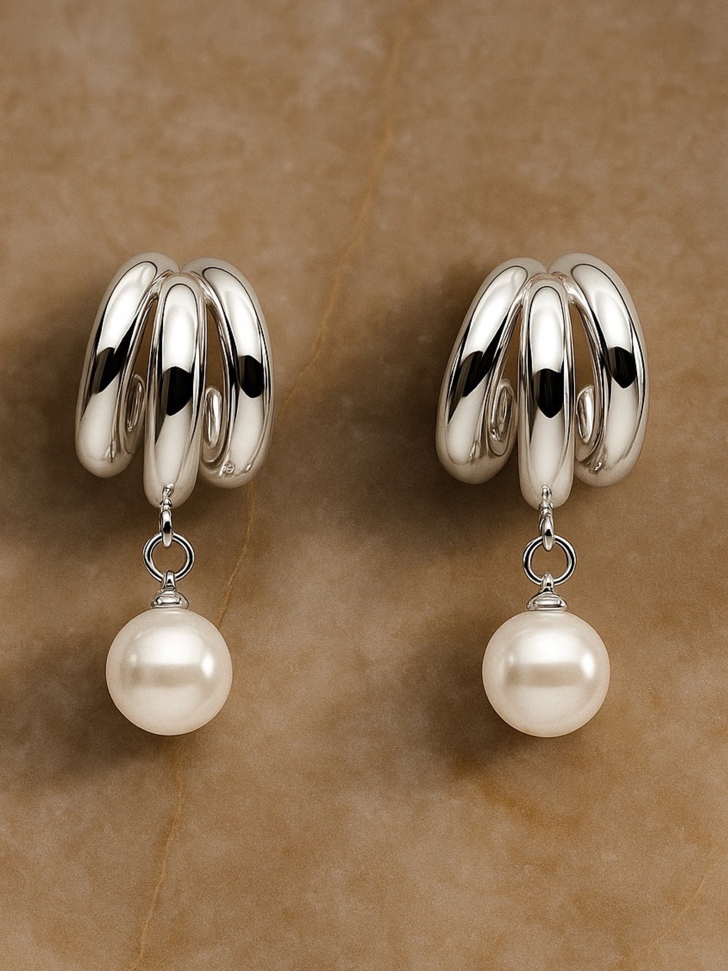 Half Hoop With Pearl Design Western Earrings
