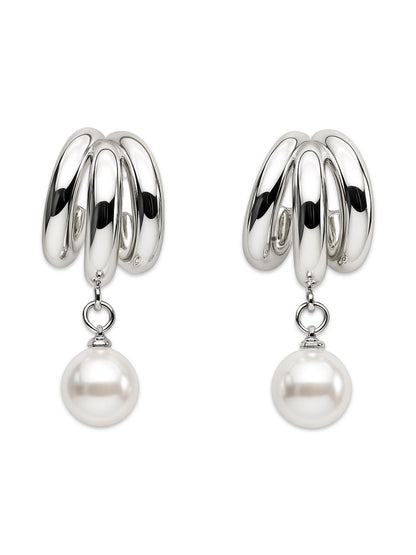 Half Hoop With Pearl Design Western Earrings