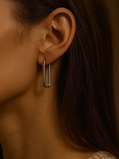 Silver Plated U Shape Design Western Earrings
