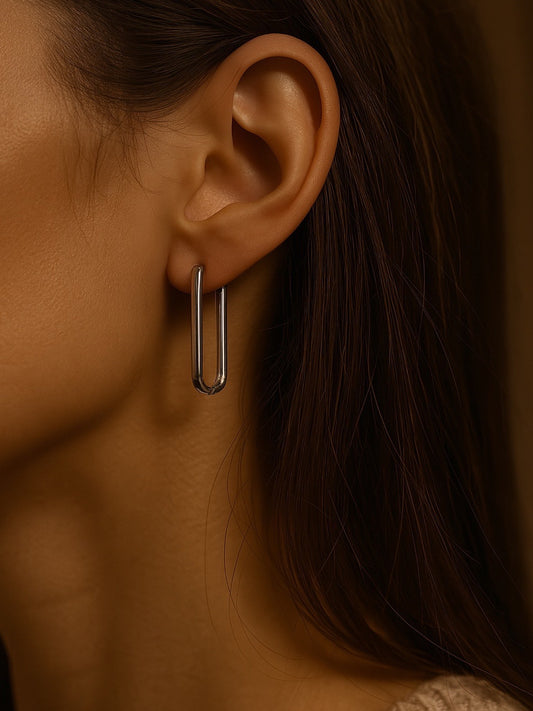 Silver Plated U Shape Design Western Earrings