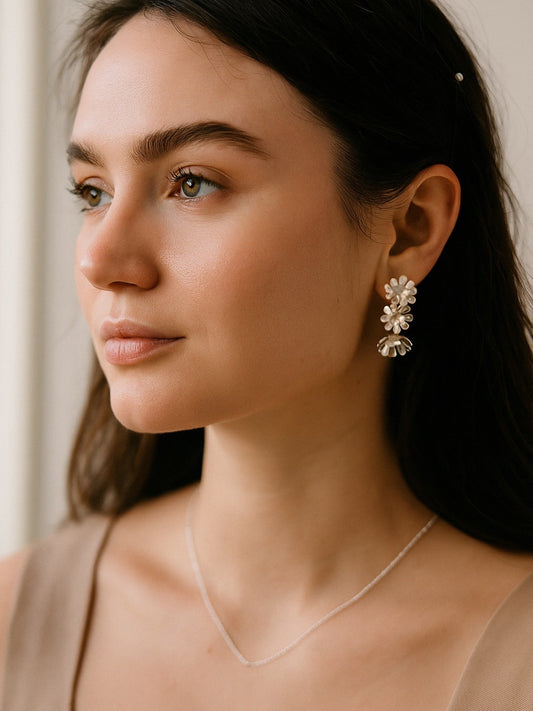 Sparkle Flower Hoop Design Western Earrings