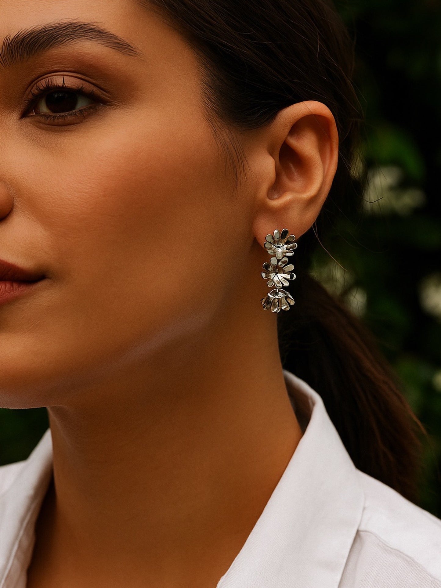 Sparkle Flower Hoop Design Western Earrings