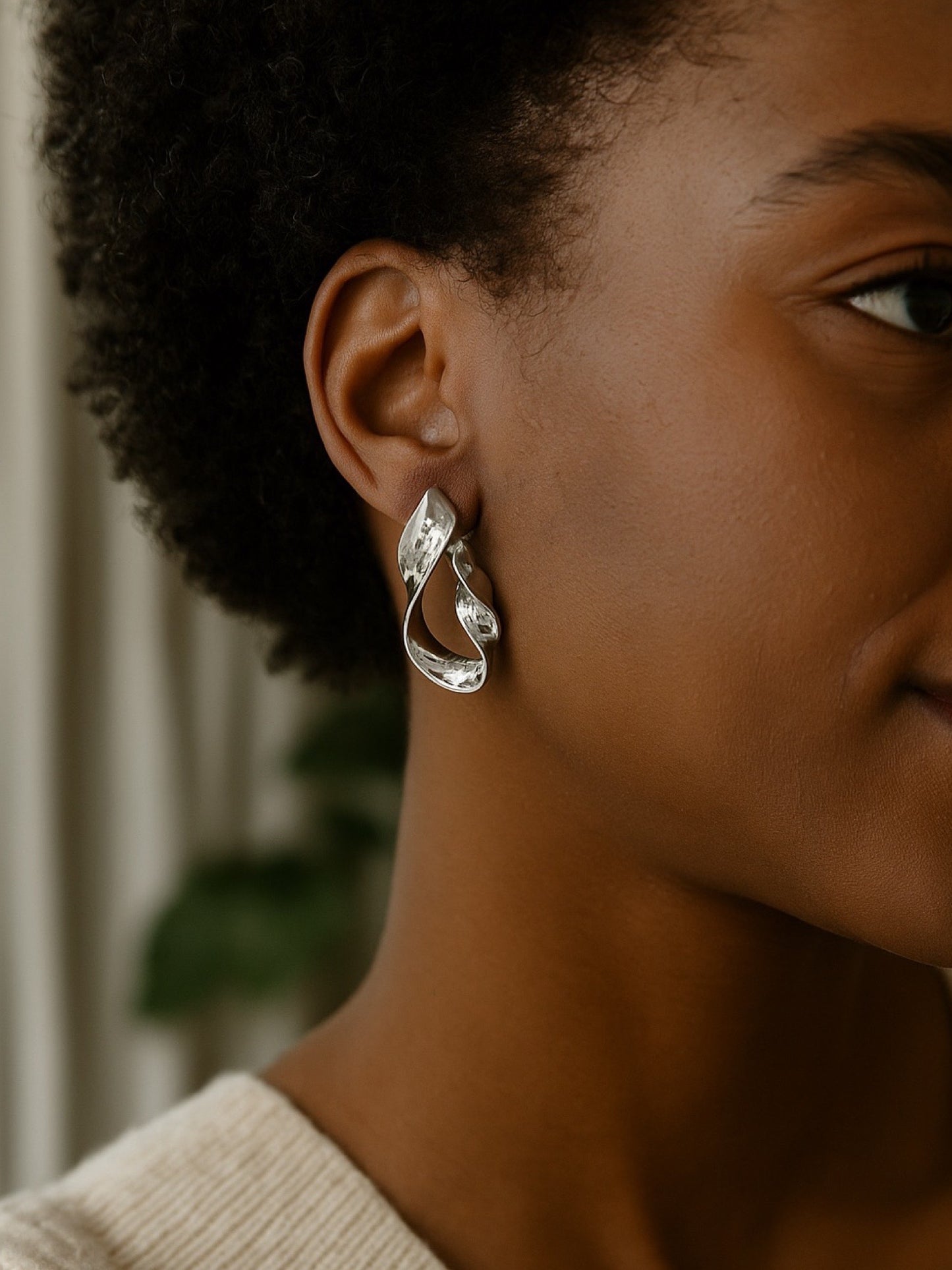 Silver Plated Twist Stud Design Western Earrings