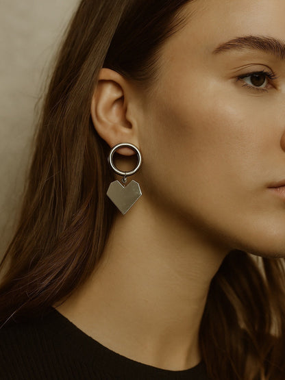 Silver Plated Heart Design Western Earrings
