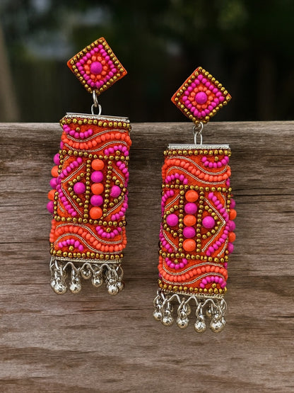 Boho Beaded Long Jhumka Earring Design