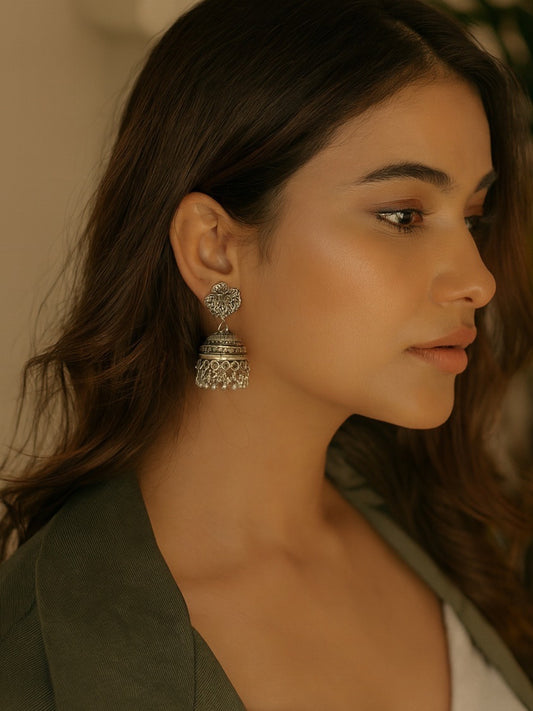 Jhumka Earrings Flower Design With Ghungroo