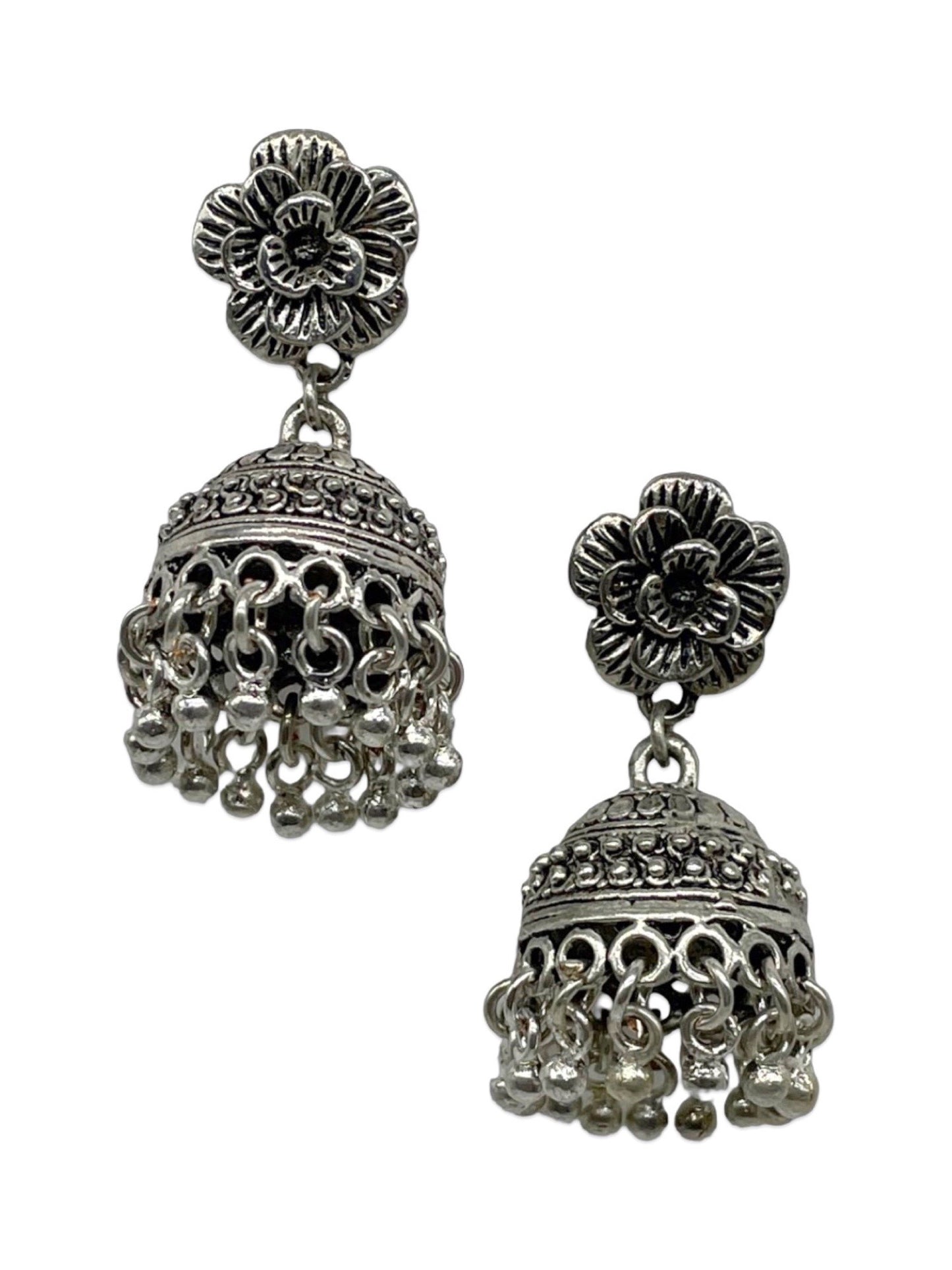Jhumka Earrings Flower Design With Ghungroo