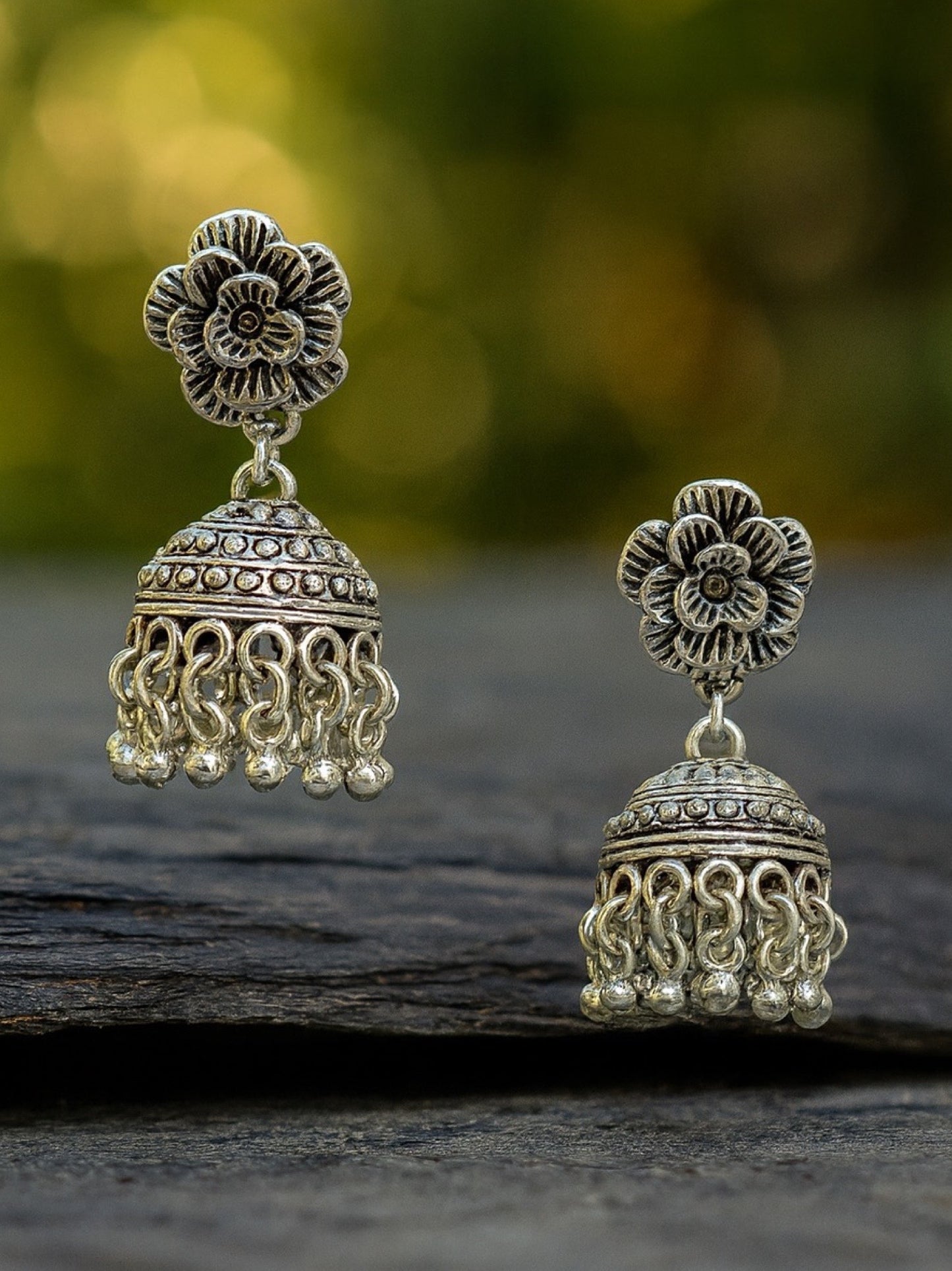 Jhumka Earrings Flower Design With Ghungroo