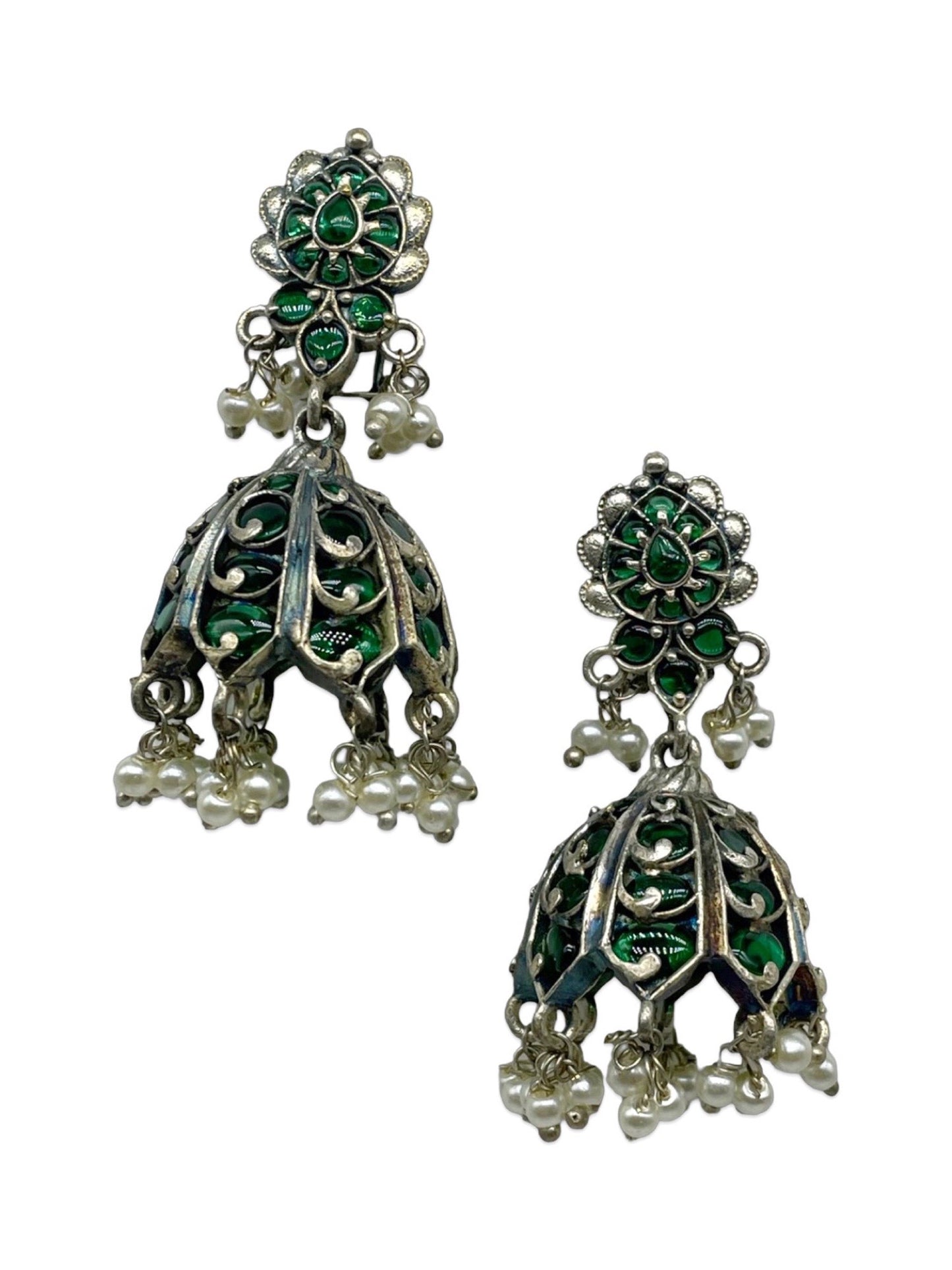Jhumka Earring Flower With Pearl Design
