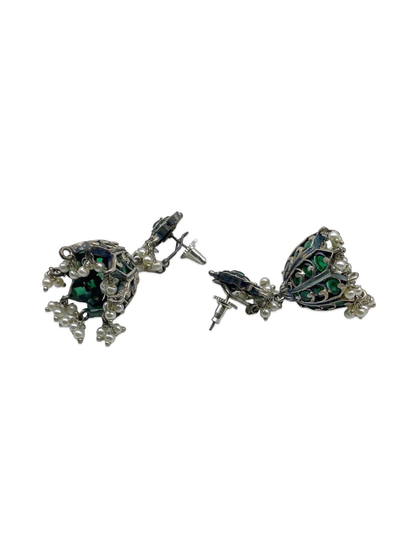 Jhumka Earring Flower With Pearl Design