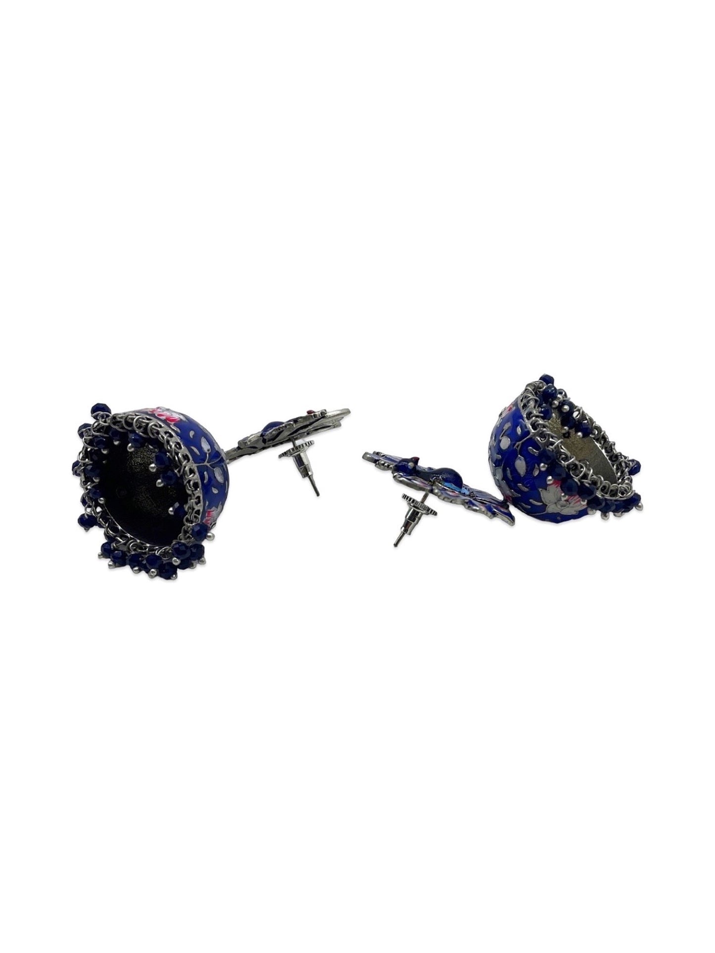 Jhumka Earrings Peacock Enamel With Ghungroo Design