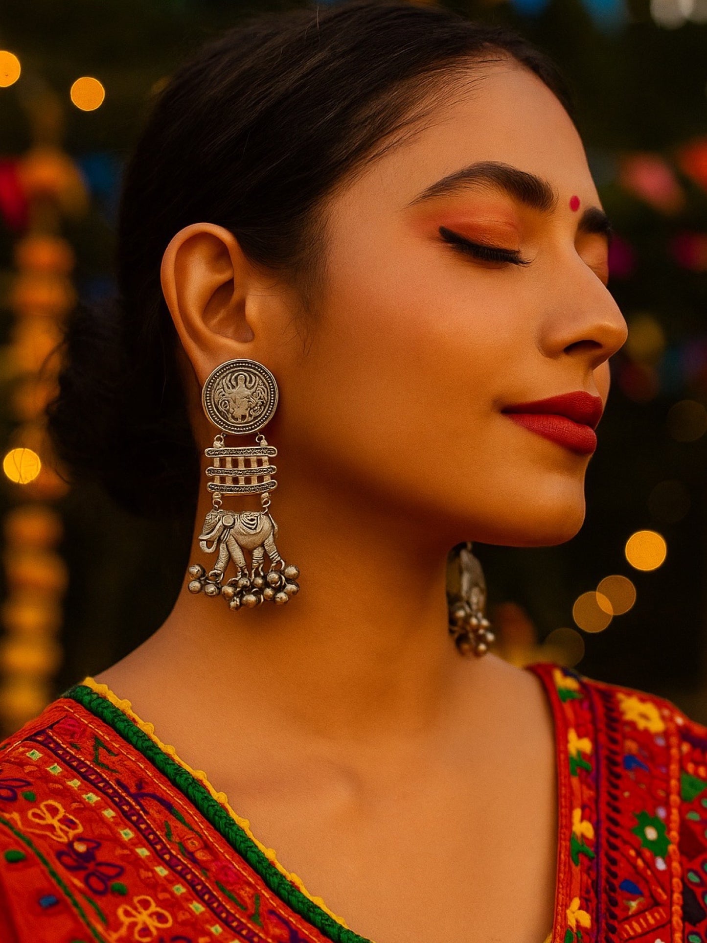 Stud/Drop Earrings Elephant Design With Ghungroo