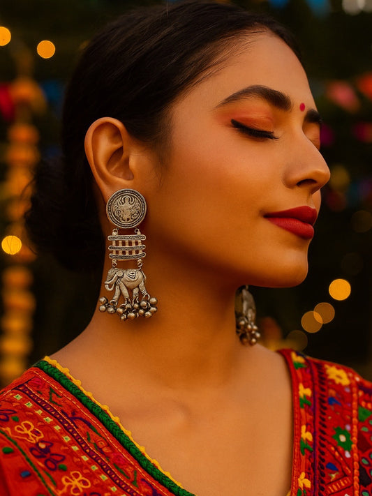 Stud/Drop Earrings Elephant Design With Ghungroo