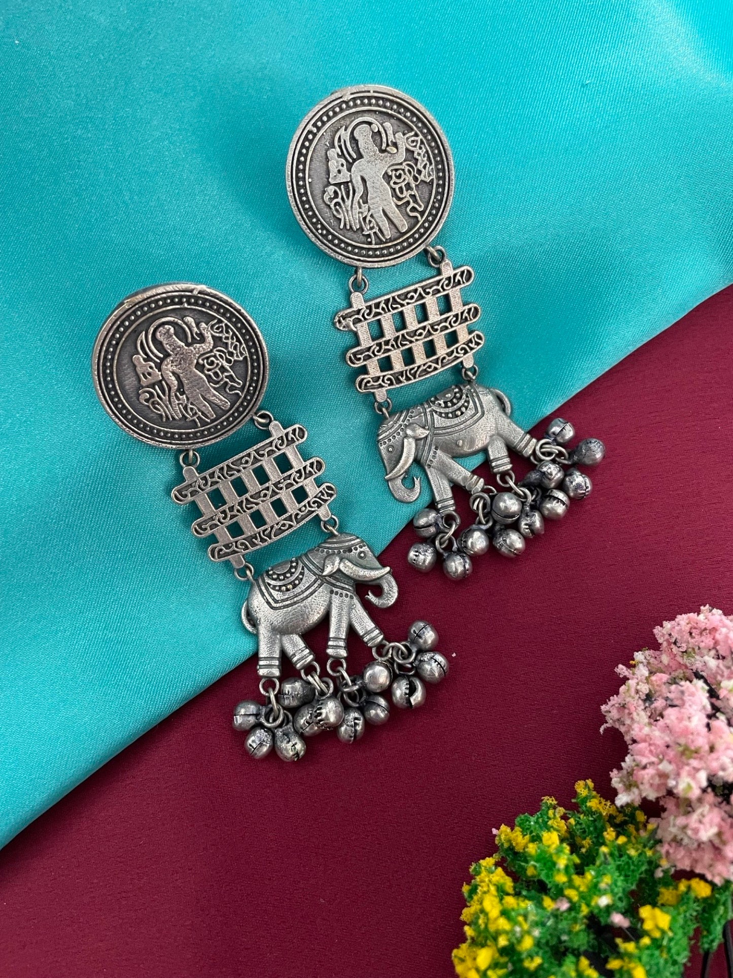 Stud/Drop Earrings Elephant Design With Ghungroo
