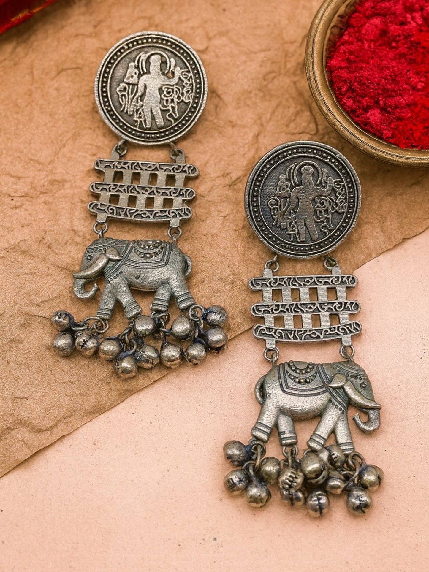 Stud/Drop Earrings Elephant Design With Ghungroo