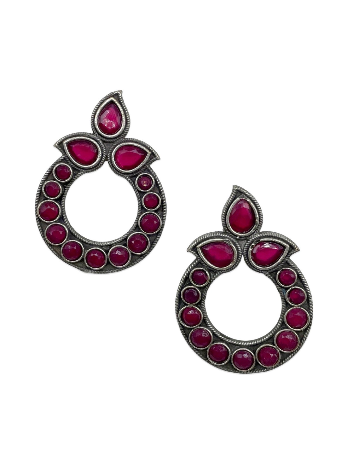 Stud Earrings Elegant Pink Enamel Design