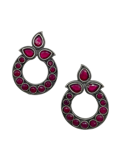 Stud Earrings Elegant Pink Enamel Design