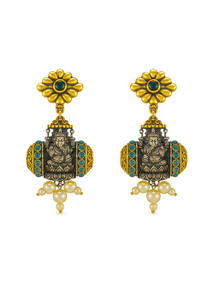 Drop Afghani Jhumka Earrings Mata Laxmi With Pearl Design