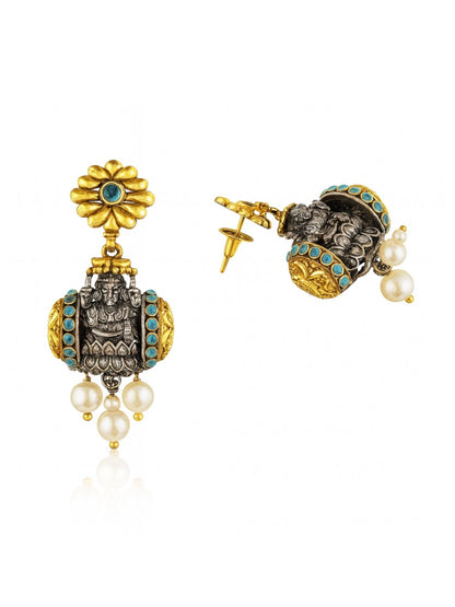 Drop Afghani Jhumka Earrings Mata Laxmi With Pearl Design